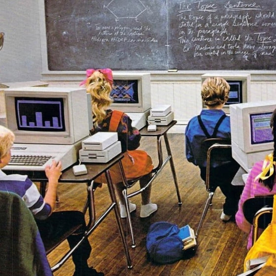 Apple IIe computers in classroom