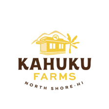 Kahuku Farms logo with a house and palm tree
